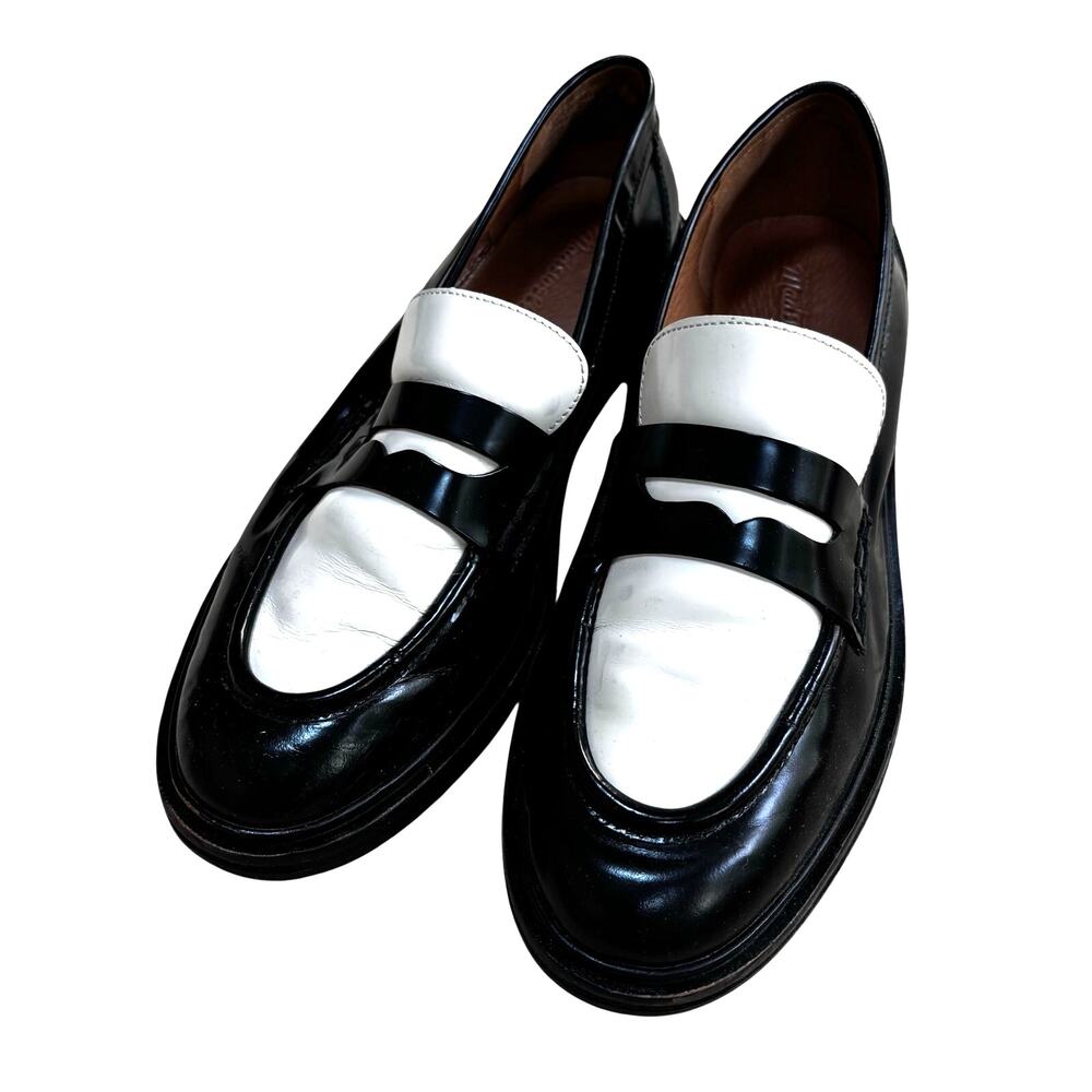 Madewell Vernon penny loafers ladies 10.5M Shoes Black & White leather flats